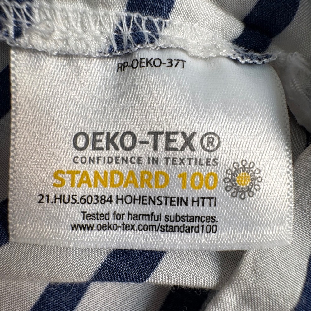 Lands' End Navy and White Striped V-Neck Drawstring Swim Coverup - Picture 5 of 8